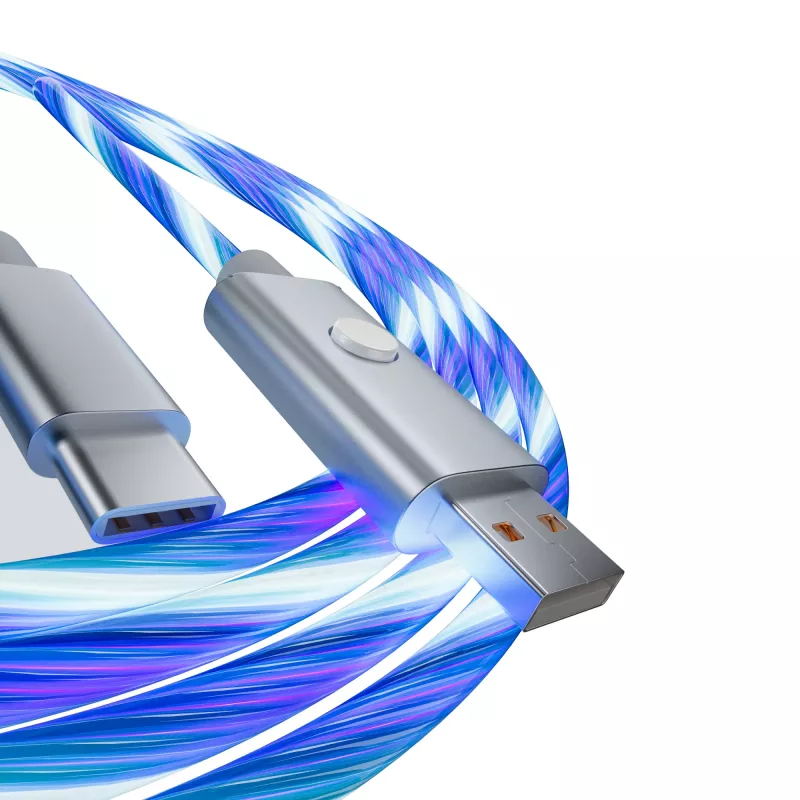 Oniverse USB-A į USB-C greito įkrovimo laidas su LED - 2 metrai - Baltas (Multiplatforminis)