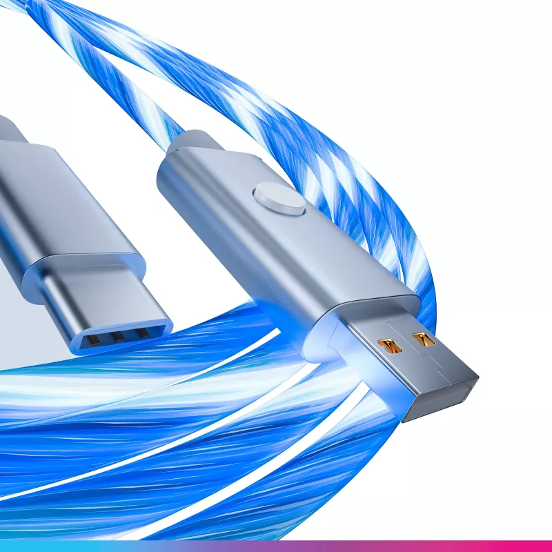 Oniverse USB-A į USB-C greito įkrovimo laidas su LED - 2 metrai - Baltas (Multiplatforminis)