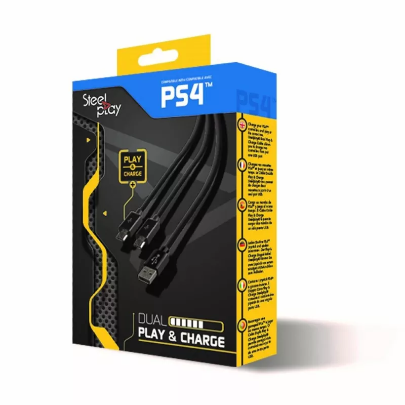 Steelplay Dual Play & Charge kabelis valdikliams – juodas (PS4)