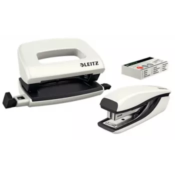 Segtuvų ir skylių perforatoriaus rinkinys Leitz WOW Mini, 10 lapų, P2, perlų baltumo