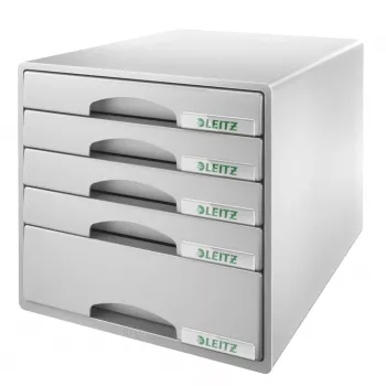 Leitz Drawer cabinet Plus 5 stalčių spintelė, plastikas, pilka, 287 x 363 x 270 mm