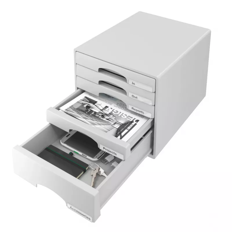 Leitz Drawer cabinet Plus 5 stalčių spintelė, plastikas, pilka, 287 x 363 x 270 mm