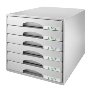 Leitz Drawer cabinet Plus 6 stalčių, plastmasinis, pilkas, 287 x 363 x 270 mm