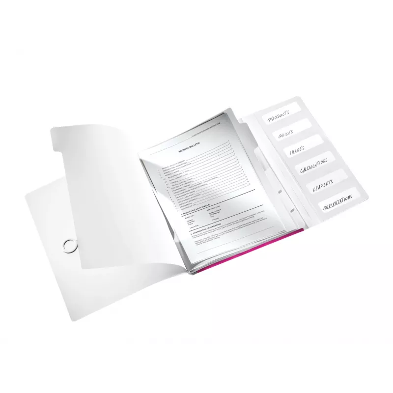 Leitz Divider Book WOW PP 6 skirtukų, A4, polipropilenas (PP), metalinis, rožinis, 200 lapų, 260 mm, 17 mm