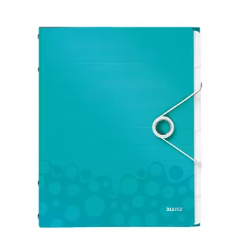 Segtuvas su pertvaromis Leitz WOW PP, 6 skirtukai, A4, polipropilenas, mėlyna/metallic, 200 lapų, 260 mm, 17 mm