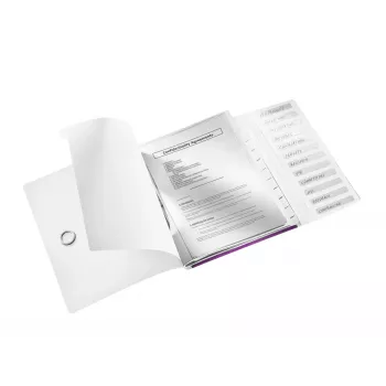 Leitz WOW skirtuvų knyga PP 12 skirtukų, A4, metalinis violetinis