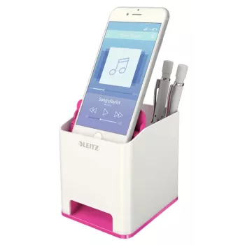 Leitz Sound Pen Holder WOW, rožinė, balta, polistirenas, 90 mm, 101 mm, 100 mm, 140 g