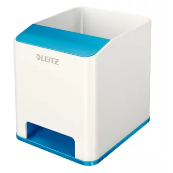 Leitz Sound Pen Holder WOW rašiklių stovas, mėlynas, baltas, polistirolas, 90 mm, 101 mm, 100 mm, 140 g