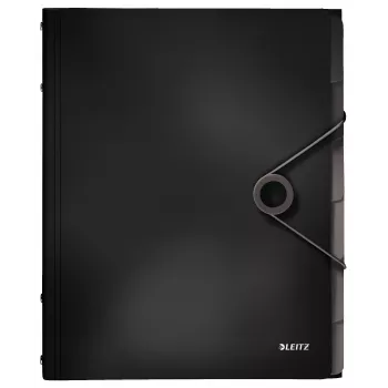 Leitz Divider Book Solid 6 skirtukų, Atverčiamas aplankas, A4, Polipropilenas (PP), Juoda, 200 lapų, 80 g/m²
