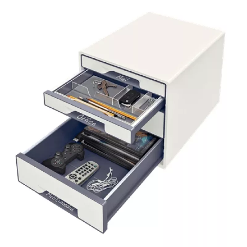 Leitz WOW Cube stalčiaus spintelė 4 stalčiai, plastikas, balta, 1 vnt, 287 mm, 270 mm