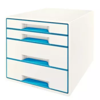 Leitz WOW Cube 4 stalčių spintelė, plastmasinė, mėlyna/balta, 287x270 mm