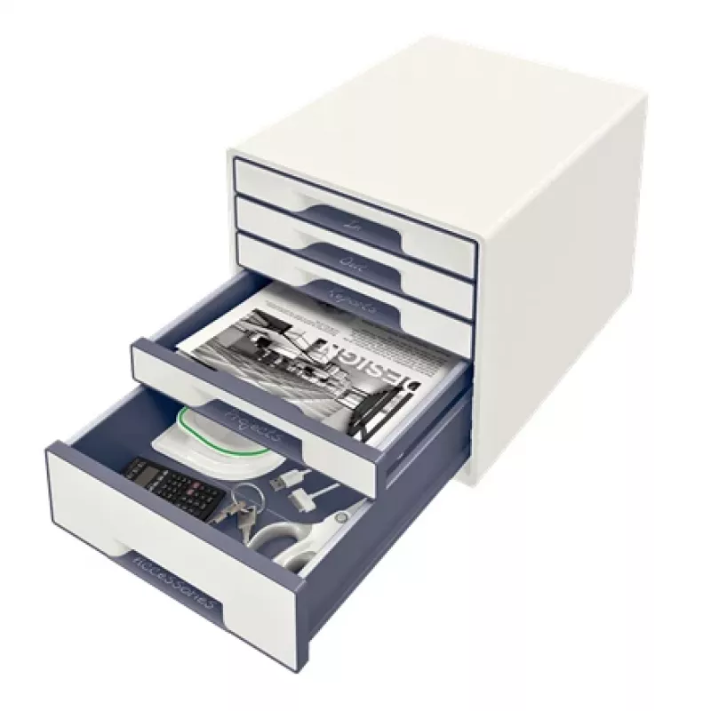 Leitz WOW Cube 5 stalčių spintelė, plastikas, balta, 270 mm, 287 mm