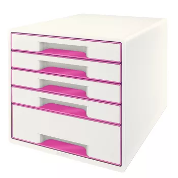 Leitz WOW Cube 5 stalčių spintelė, 5 stalčiai, plastikas, rožinė/balta, 1 vnt., 270 mm, 287 mm