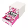 Leitz WOW Cube 5 stalčių spintelė, 5 stalčiai, plastikas, rožinė/balta, 1 vnt., 270 mm, 287 mm