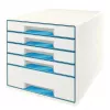 Leitz WOW Cube 5 stalčių spintelė, mėlyna/balta, 287 mm x 270 mm