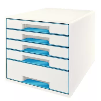 Leitz WOW Cube 5 stalčių spintelė, mėlyna/balta, 287 mm x 270 mm