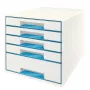 Leitz WOW Cube 5 stalčių spintelė, mėlyna/balta, 287 mm x 270 mm