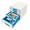 Leitz WOW Cube 5 stalčių spintelė, mėlyna/balta, 287 mm x 270 mm