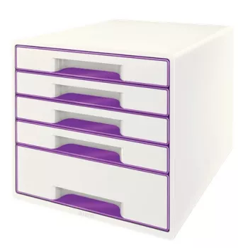 Leitz WOW Cube 5 stalčių spintelė, 5 stalčiai, plastikas, violetinė, balta, 1 vnt., 287 mm, 270 mm