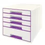 Leitz WOW Cube 5 stalčių spintelė, 5 stalčiai, plastikas, violetinė, balta, 1 vnt., 287 mm, 270 mm
