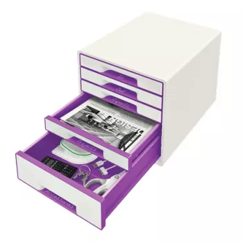 Leitz WOW Cube 5 stalčių spintelė, 5 stalčiai, plastikas, violetinė, balta, 1 vnt., 287 mm, 270 mm