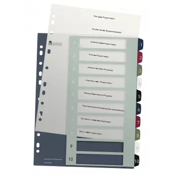 Leitz Index PC Printable 1-10 Style PP A4+ – daugkartinis numerinis skirtukas