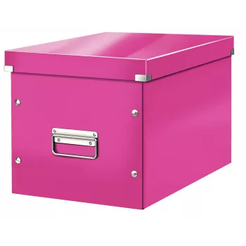 Leitz Box Click & Store WOW Cube Large Storage Box, Fuchsia, 320x360x310 mm