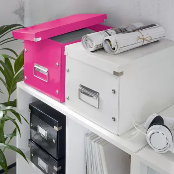 Leitz Box Click & Store WOW Cube Large Storage Box, Fuchsia, 320x360x310 mm