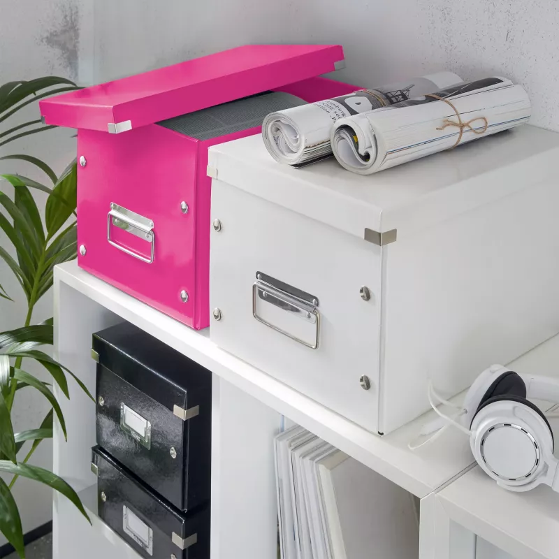 Leitz Box Click & Store WOW Cube Large Storage Box, Fuchsia, 320x360x310 mm