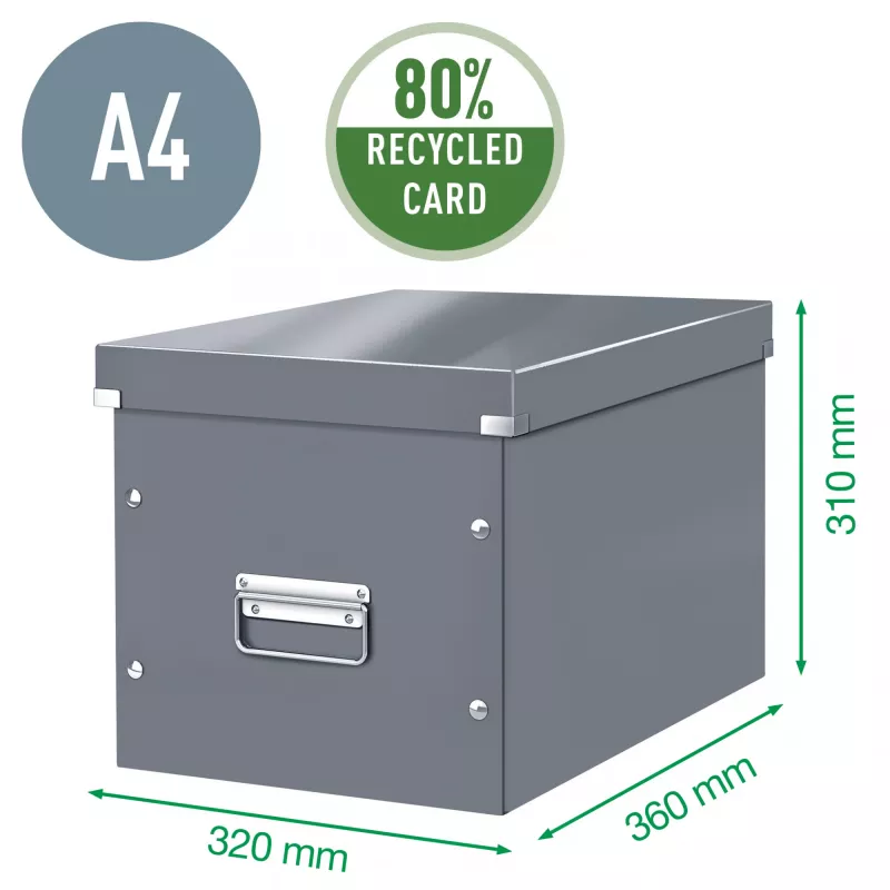 Leitz Box Click & Store WOW Cube Large Storage Box, Fuchsia, 320x360x310 mm