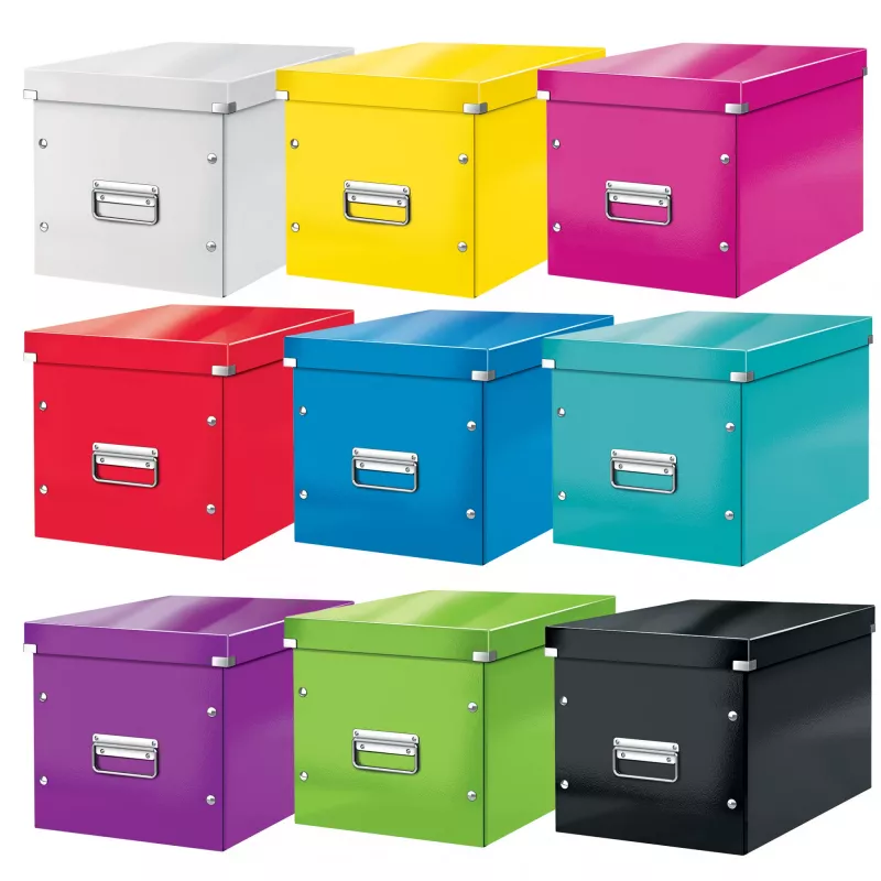 Leitz Box Click & Store WOW Cube Large Storage Box, Fuchsia, 320x360x310 mm
