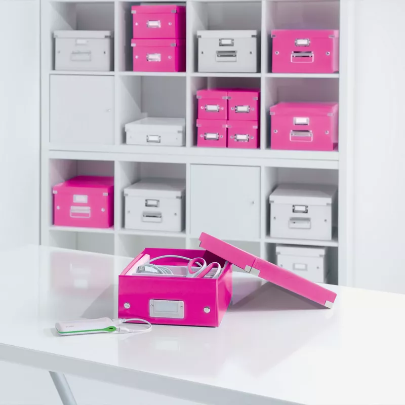 Leitz Box Click & Store WOW Cube Large Storage Box, Fuchsia, 320x360x310 mm