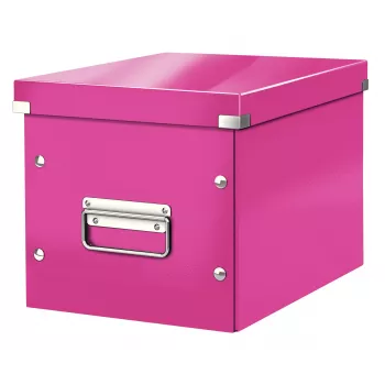 Leitz Storage Box Click & Store WOW Cube Medium, Fuchsia, kartoninė dėžė, 260 mm x 260 mm x 240 mm