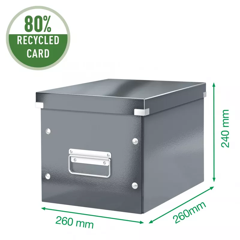 Leitz Storage Box Click & Store WOW Cube Medium, Turkio, Kartonas, 260 mm, 260 mm, 240 mm