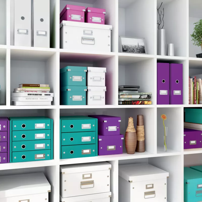Leitz Storage Box Click & Store WOW Cube Medium, Violetinė, Kartonas, 260 mm, 260 mm, 240 mm