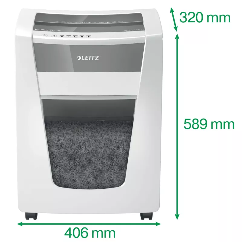 Smulkintuvas popieriaus Leitz IQ Office Pro P5, mikro pjūvis, 23 cm, 2 x 15 mm, 30 l, 300 lapų, 55 dB