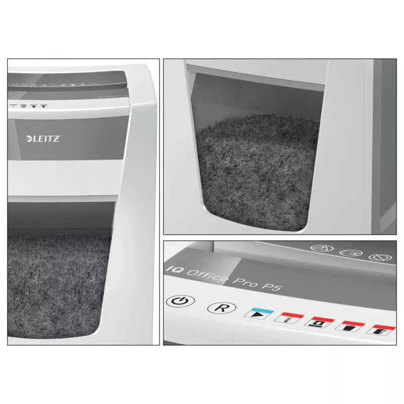 Smulkintuvas popieriaus Leitz IQ Office Pro P5, mikro pjūvis, 23 cm, 2 x 15 mm, 30 l, 300 lapų, 55 dB