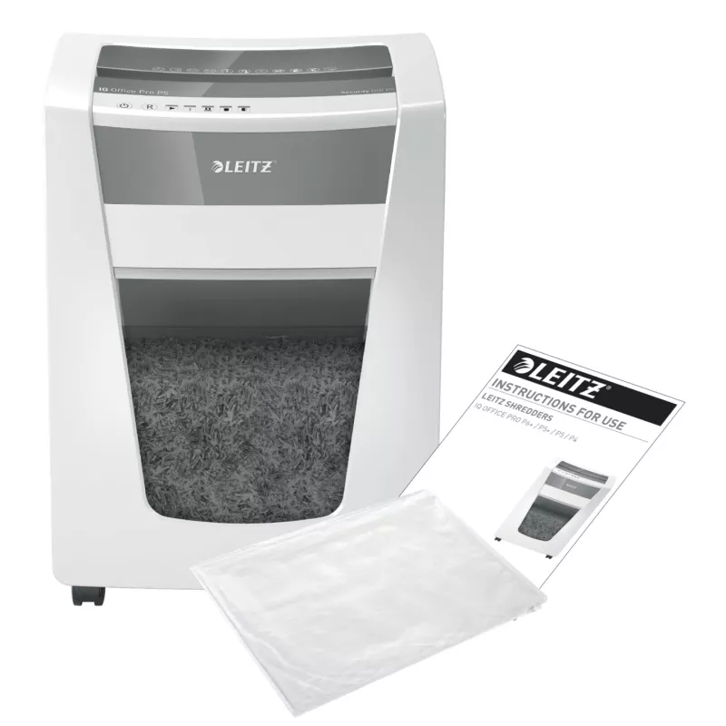 Smulkintuvas popieriaus Leitz IQ Office Pro P5, mikro pjūvis, 23 cm, 2 x 15 mm, 30 l, 300 lapų, 55 dB