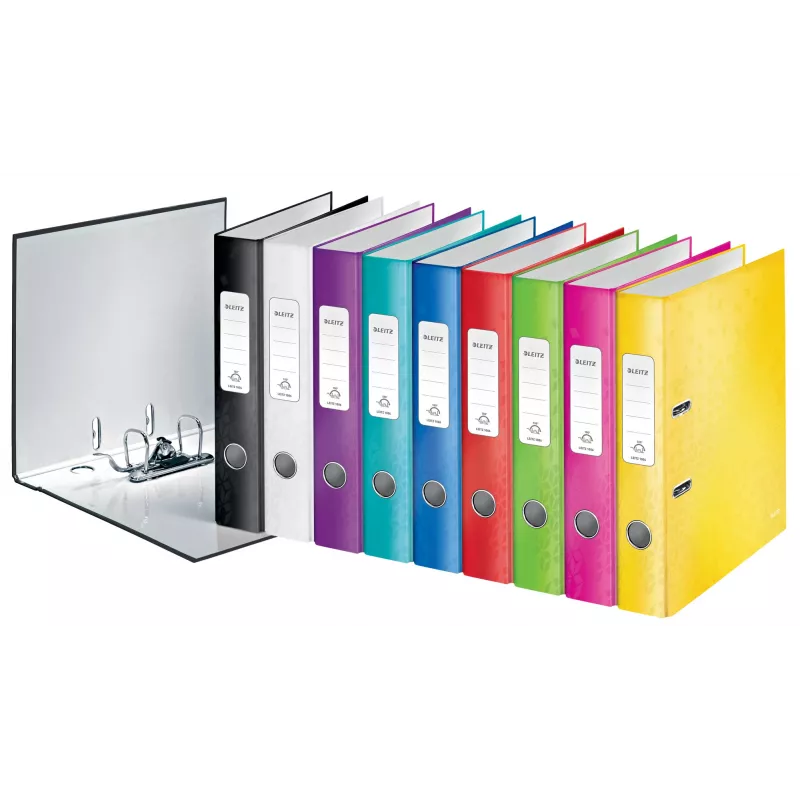 Leitz Lever Arch File 180° WOW POB/Laminuotas A4/50mm, A4, D-žiedas, Kartonas, Geltona, 350 lapų, 285 mm