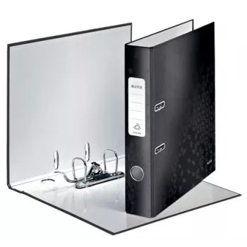 Leitz Lever Arch File 180° WOW POB/Laminuotas A4/50mm, A4, Q-žiedas, Saugojimas, Kartonas, Juoda, 350 lapų