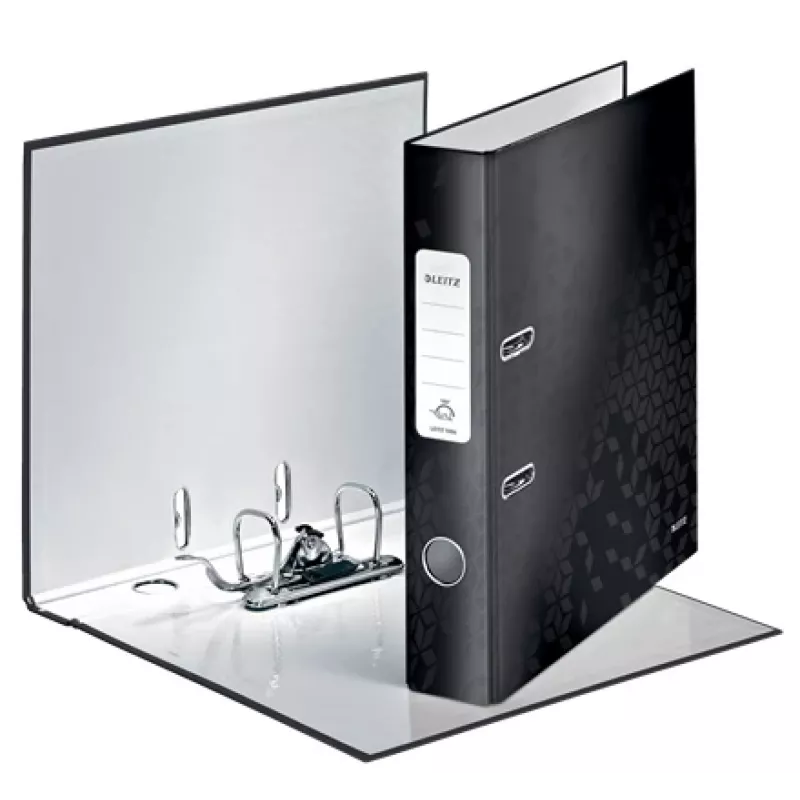 Leitz Lever Arch File 180° WOW POB/Laminuotas A4/50mm, A4, Q-žiedas, Saugojimas, Kartonas, Juoda, 350 lapų
