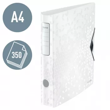 Segtuvas Leitz Lever Arch File Active PP WOW A4/65mm, A4, D-žiedas, laikymui, polipropilenas, baltas, 350 lapų
