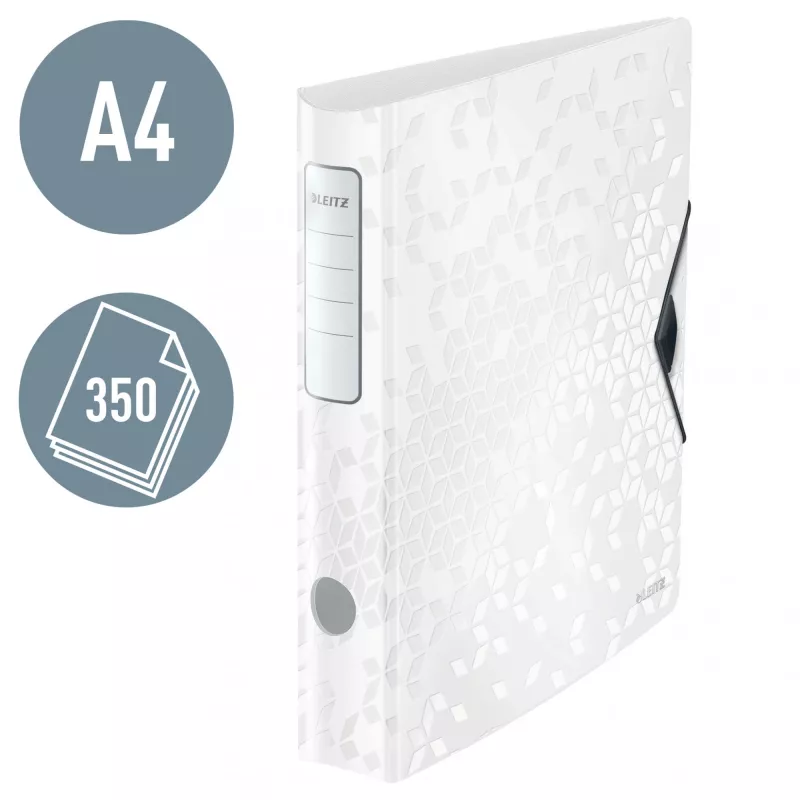 Segtuvas Leitz Lever Arch File Active PP WOW A4/65mm, A4, D-žiedas, laikymui, polipropilenas, baltas, 350 lapų