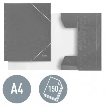 Leitz 3-Flap Folder WOW Card/POB A4, sklankinis aplankas, A4, polipropilenas (PP), juoda, 150 lapų, elastinė juosta