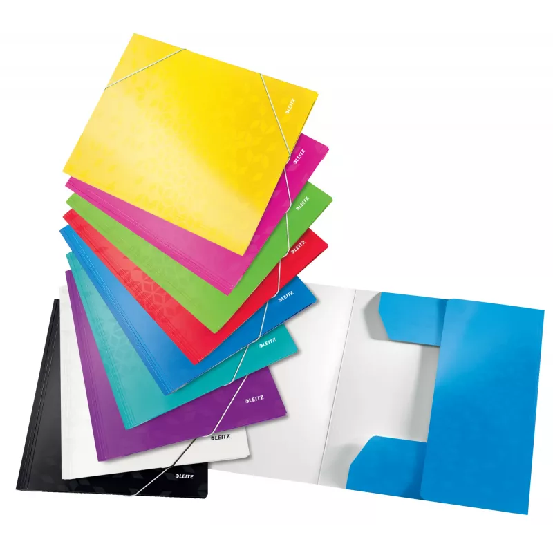 Leitz 3-Flap Folder WOW Card/POB A4, sklankinis aplankas, A4, polipropilenas (PP), juoda, 150 lapų, elastinė juosta