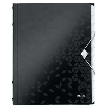 Leitz Divider Book WOW PP 12 skirtukų, A4, polipropilenas, juoda, blizgi, 200 lapų