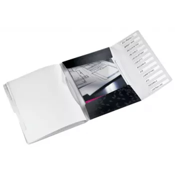 Leitz Divider Book WOW PP 12 skirtukų, A4, polipropilenas, juoda, blizgi, 200 lapų