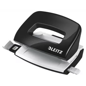 Leitz WOW Mini 2 skylučių perforatorius, 10 lapų, juodas/baltas