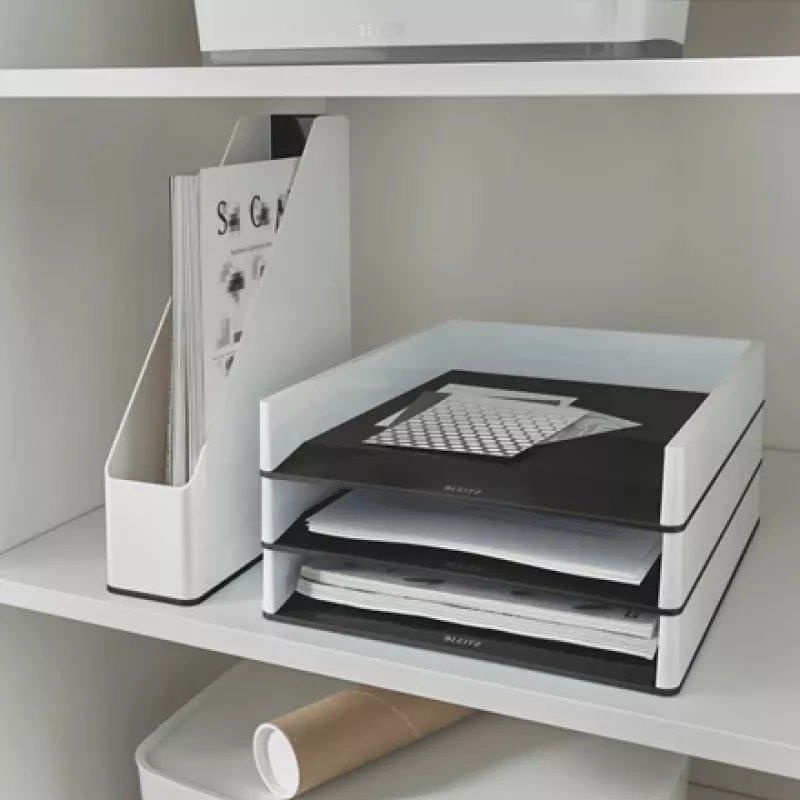 Leitz WOW dviejų spalvų dokumentų dėklas, plastikinis, juodas, baltas, A4, 267 mm, 336 mm