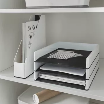 Leitz žurnalų dėžė WOW Dual Colour, balta, plastikinė, A4, 73 mm, 318 mm, 272 mm